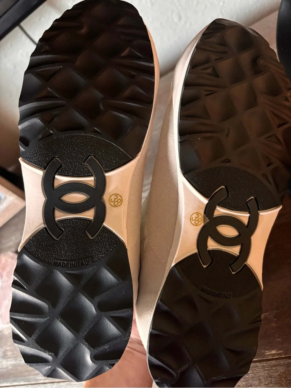 CHANEL Quilted Leather & Suede Low-Top Sneakers in White